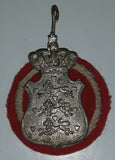 Vintage Royal Crown Crest Coat of Arms Shaped 1 1/4" x 1 3/4" Red Felt Backed Metal Military Medal Badge Insignia