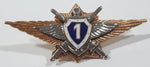 Vintage USSR Soviet Russia Class 1 Naval Pilot Wings Crossed Swords 1 1/8" x 2 5/8" Enamel Metal Cap Hat Badge Military Insignia