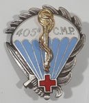 Vintage France Algerian War 405 e C.M.P Medical Paratrooper 1 3/8" x 1 5/8" Enamel Metal Cap Hat Badge Pin Military Insignia