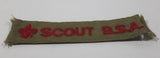 Vintage Boy Scouts of America Scout B.S.A. Olive Green 7/8" x 4" Uniform Strip Fabric Patch Badge