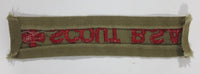 Vintage Boy Scouts of America Scout B.S.A. Olive Green 7/8" x 4" Uniform Strip Fabric Patch Badge