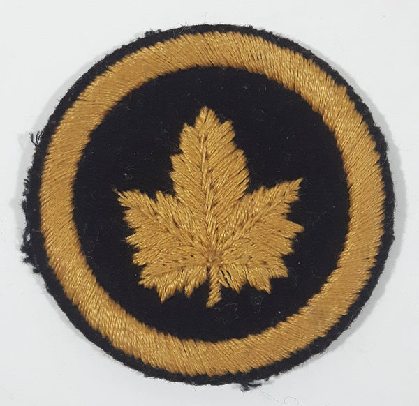Vintage Canadian Military Headquarters Maple Leaf 2" Circular Embroidered Fabric Patch Sleeve Badge