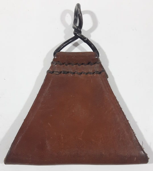Vintage WWII French Brown Leather Rear Back Suspender Connector Belt Hooks