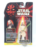 1998 Hasbro Star Wars Episode 1 Collection 1 CommTech 4" Tall Qui-Gon Jinn with Lightsaber Toy Action Figure and Chip New in Package