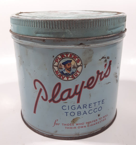 Vintage Player's Navy Cut Cigarette Tobacco Light Blue "For Those Who Prefer To Roll Their Own Cigarettes" Metal Tin Can
