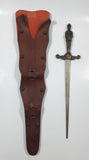 Vintage Joan of Arc Bronze 12" Metal Letter Opener Sword with '1732' Brown Leather Sheath Wall Hanging