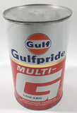 Vintage Gulf Gulfpride Multi-G Low Ash SAE 5W-30 Motor Oil Cardboard and Metal Can FULL