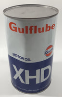 Vintage Gulf Gulflube XHD SAE 10W-30 1.13 Litre Motor Oil Metal Can FULL