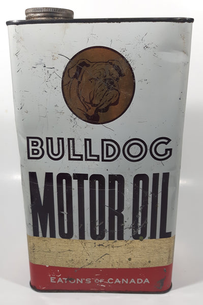 Rare Vintage Eaton's of Canada Bulldog Motor Oil One Imperial Gallon 100% Pennsylvania Heavy Duty SAE 20W Metal Can