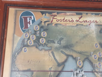 2001 Foster's Lager Since 1888 Australia's Famous Beer History and World Map 20 3/4" x 26 3/4" Picture