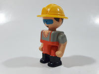 Lego Duplo Style Mini Construction Worker with Chest Hair 2 1/4" Tall Plastic Toy Figure