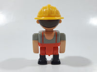 Lego Duplo Style Mini Construction Worker with Chest Hair 2 1/4" Tall Plastic Toy Figure