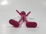 Hot Pink Smiley Face Character 3 3/4" Tall Bendable Rubber Toy Figure