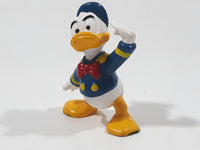 Vintage Walt Disney Productions Donald Duck Sailor Salute 2 1/8" Tall PVC Toy Figure Made in Hong Kong