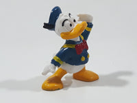 Vintage Walt Disney Productions Donald Duck Sailor Salute 2 1/8" Tall PVC Toy Figure Made in Hong Kong