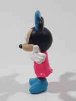 2016 Mattel Disney Junior Minnie Mouse Pink Dress Blue Bow Blue Shoes 3 1/4" Tall Toy Figure DTR37