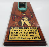 Vintage Fishermans Code Bottle Opener 4 1/8" x 12 1/2" Wood Wall Plaque