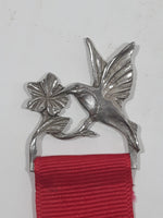 1993 Seagull Canada Hummingbird and Flower 1 1/8" x 1 3/8" Pewter Metal Ornament with Red Ribbon