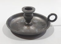 Vintage Pewter or Lead Small 3" Wide Candle Stick Holder with Handle