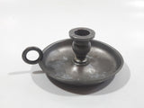 Vintage Pewter or Lead Small 3" Wide Candle Stick Holder with Handle