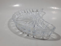 Vintage Crescent Shaped Sun Pattern 5 1/2" x 8 1/2" Crystal Glass Serving Dish