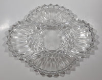 Vintage Four Compartment Cut Crystal Glass 10" x 12 1/4" Serving Platter Dish