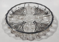 Vintage Lily Of The Valley Flower Pattern Silver Overlay 7" Wide Glass Serving Dish