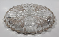 Vintage Lily Of The Valley Flower Pattern Silver Overlay 7" Wide Glass Serving Dish