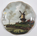 Vintage Dutch Windmill Themed Miniature 3" Gold Trimmed Fine Bone China Plate Made in England