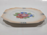 Vintage Victoria Czechoslovakia NU Blue Red Pink Flower Themed 6 1/2" Hand Painted Porcelain Plate