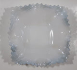 Vintage Indiana Style Sawtooth Edge Scalloped Iridescent Light Blue 7" x 7" Hobnail Milk Glass Candy Dish