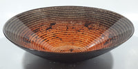 Orange and Black Circular Raised Texture 9 1/2" Painted Art Glass Bowl