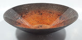 Orange and Black Circular Raised Texture 9 1/2" Painted Art Glass Bowl