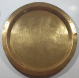 Vintage Japanese Man with Cane and Young Boy Large 17 1/4" Etched Brass Platter Plate