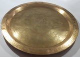 Vintage Japanese Man with Cane and Young Boy Large 17 1/4" Etched Brass Platter Plate