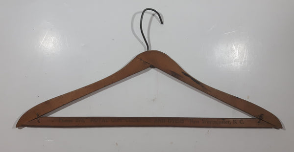 Rare Antique Royal City Cleaners And Dyers New Westminster, B.C. 17 3/4" Wide Wood Clothing Coat Hanger