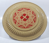 Vintage C.S.W. LTD Red Ornate Pattern on Cream 8 3/4" Metal Plate