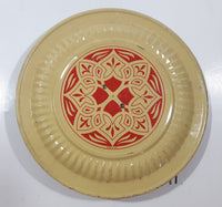 Vintage C.S.W. LTD Red Ornate Pattern on Cream 8 3/4" Metal Plate