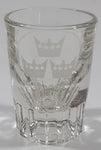 Vintage Dominion Glass 1 1/2 OZ Heavy Shot Glass Shooter with White Measuring Pour Lines and Triple Crowns