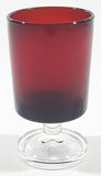 Vintage 1970s Luminarc Ruby Red with Clear Base Decanter Shot Glass Shooter Made in France