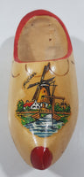 Vintage Holland Dutch Windmill 6 1/4" Long Hand Painted Wood Clog Shoe