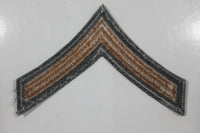 Vintage Navy Private First Class Rank Gold Thread Chevron on Dark Grey 2 3/4" x 4" Shoulder Fabric Patch Badge
