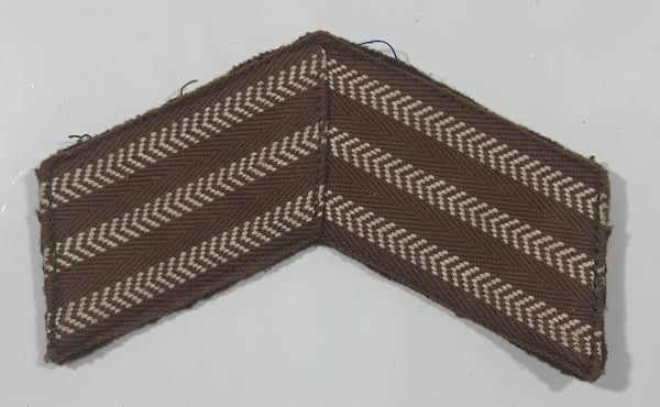 Vintage Canadian Army Sergeant Rank WO Warrant Officer Dull White Thread Chevron on Khaki 2 1/2" x 4 1/2" Shoulder Fabric Patch Badge