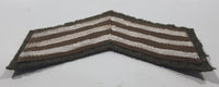Vintage Canadian Army Sergeant Rank WO Warrant Officer Painted White Thread Chevron on Khaki 3 1/2" x 5" Shoulder Fabric Patch Badge