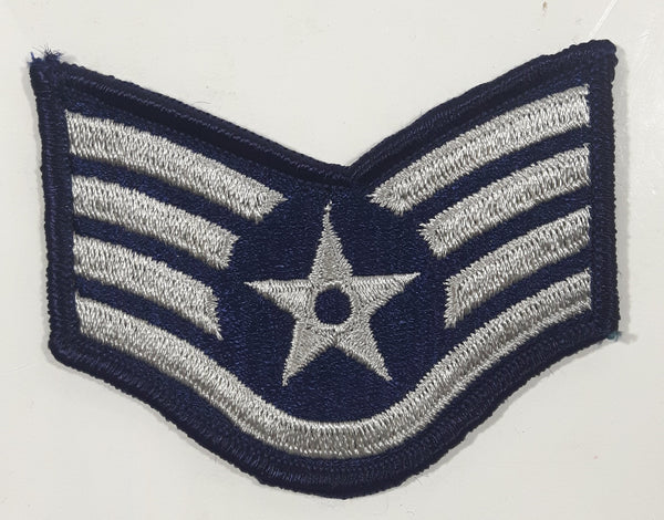 Vintage U.S. Air Force E-5 Staff Sergeant Silver and Blue 2 1/4" x 2 7/8" Fabric Patch Badge Insignia