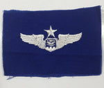 Vintage USAF Senior Pilot White Thread Blue 3" x 4 5/8" Fabric Patch Badge Insignia