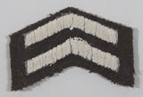 Vintage US Army Corporal Painted White Thread Chevron on Khaki 1" x 5/8" Shoulder Fabric Patch Badge