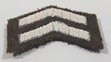 Vintage US Army Corporal Painted White Thread Chevron on Khaki 1" x 5/8" Shoulder Fabric Patch Badge