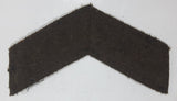 Vintage Canadian Army Corporal Rank Dull White Thread Chevron on Khaki and Dark Brown 3" x 5" Shoulder Fabric Patch Badge