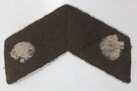 Vintage Canadian Army Sergeant Rank Dull White Thread Chevron on Khaki 3" x 4 3/4" Shoulder Fabric Patch Badge